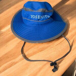 Kids Yosemite National Park Bucket Hat With Drawstring Chin Strap Blue Age 2-5